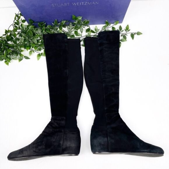 Stuart Weitzman lander otk anthracite suede wedge boots SW68376  size 7.5 - Picture 4 of 9